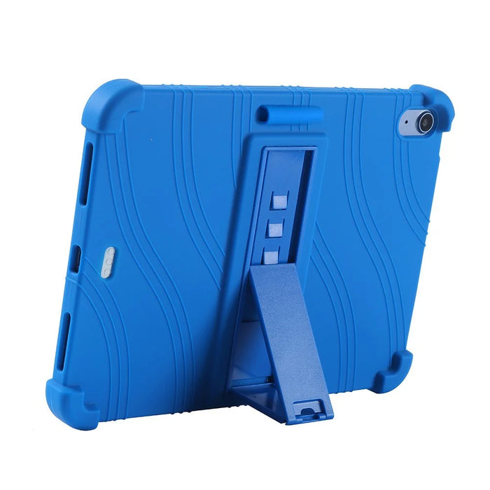 For iPad Air 11 (2026) / (2025) / (2024) Silicone Case with Kickstand Rugged Protective Cover - Dark Blue - 3