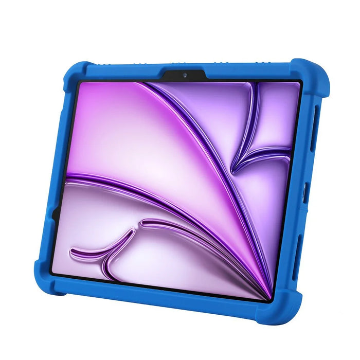 For iPad Air 11 (2026) / (2025) / (2024) Silicone Case with Kickstand Rugged Protective Cover - Dark Blue - 4
