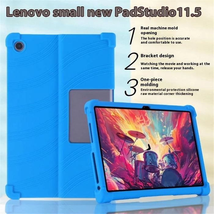 For Lenovo Xiaoxin Pad Studio 11.5 Inch / Tab Plus Silicone Case with Kickstand Rugged Protective Cover - Dark Blue - 4