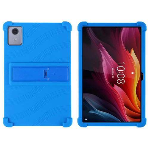 For Lenovo Tab K11 Plus Silicone Case with Kickstand Rugged Protective Cover - Dark Blue - 1