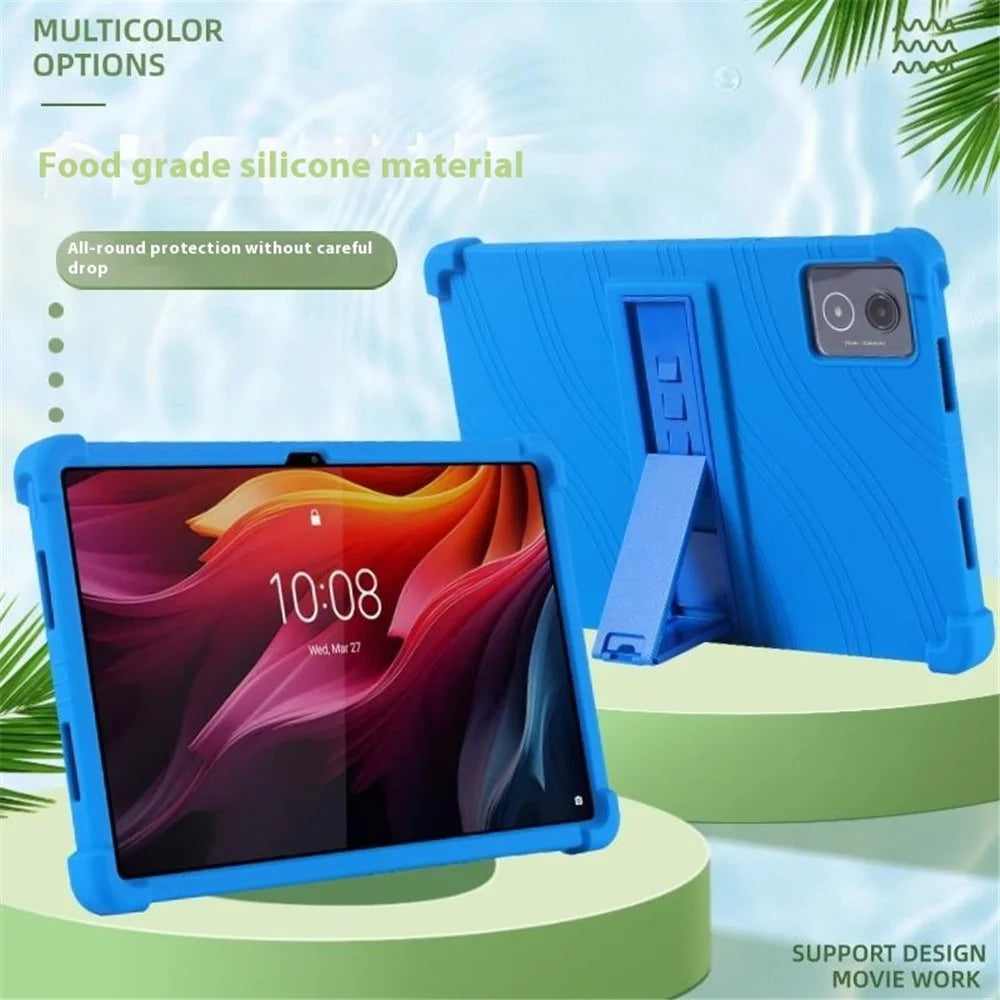 For Lenovo Tab K11 Plus Silicone Case with Kickstand Rugged Protective Cover - Dark Blue - 4