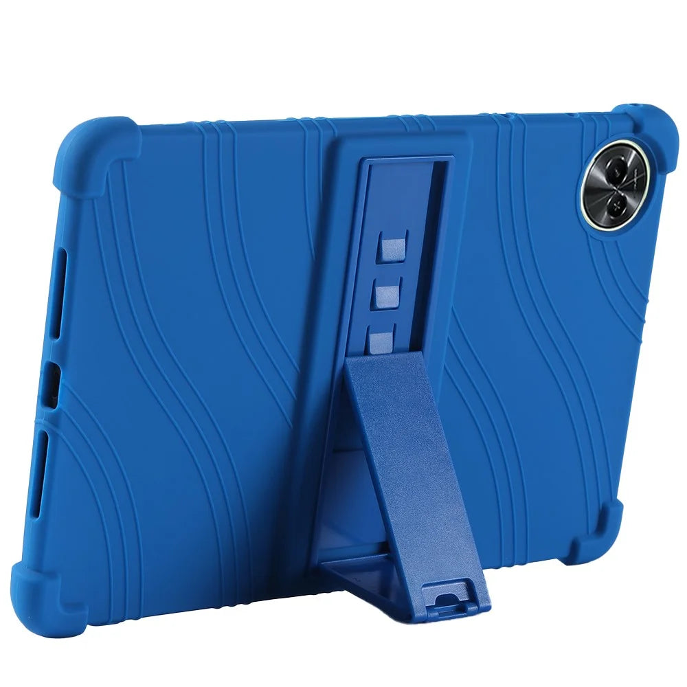 For Realme Pad 2 Lite Silicone Case with Kickstand Rugged Protective Cover - Dark Blue - 3