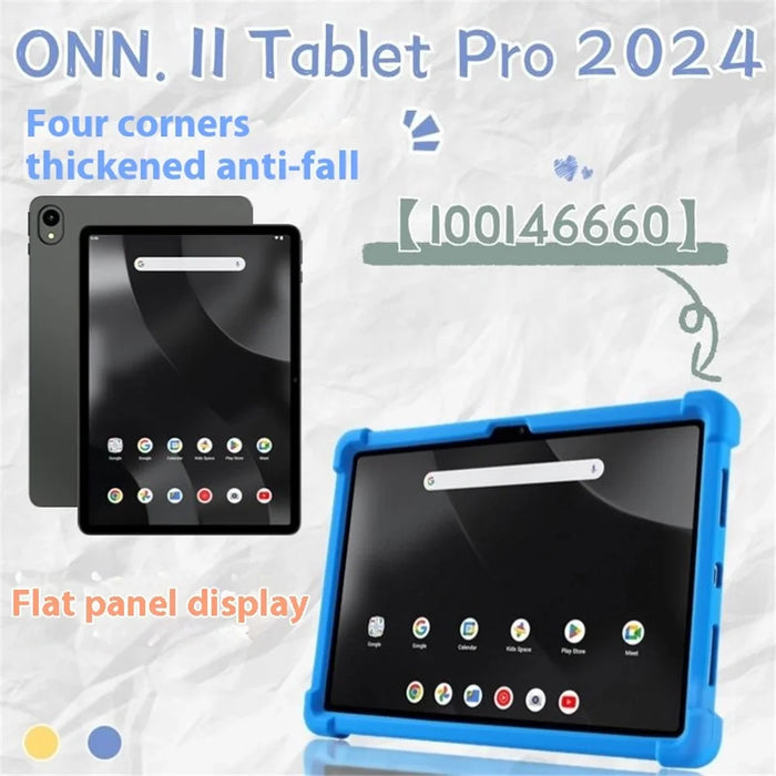 For Walmart Onn 11 inch Tablet Pro (2024) Silicone Case with Kickstand Rugged Protective Cover - Dark Blue - 4
