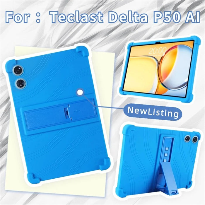 For Teclast P50AI Silicone Case with Kickstand Rugged Protective Cover - Dark Blue - 5