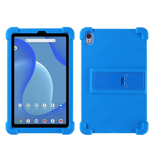 For Walmart Onn 7 inch Tablet Gen 4 (2024) Silicone Case with Kickstand Rugged Protective Cover - Dark Blue - 1