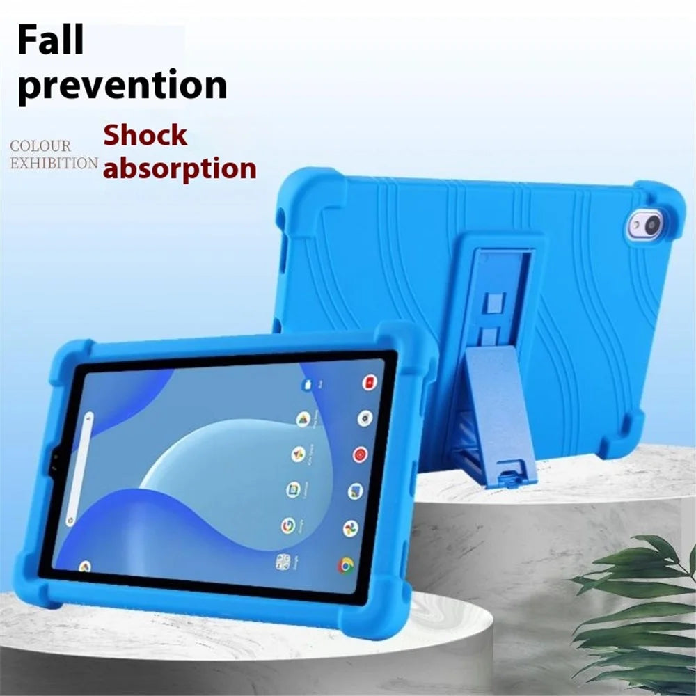 For Walmart Onn 7 inch Tablet Gen 4 (2024) Silicone Case with Kickstand Rugged Protective Cover - Dark Blue - 6