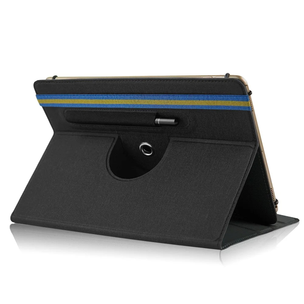 Universal Tablet Case 9-11-inch PU Leather + Cloth 360-degree Rotatable Folio Stand Protective Cover - Black - 3