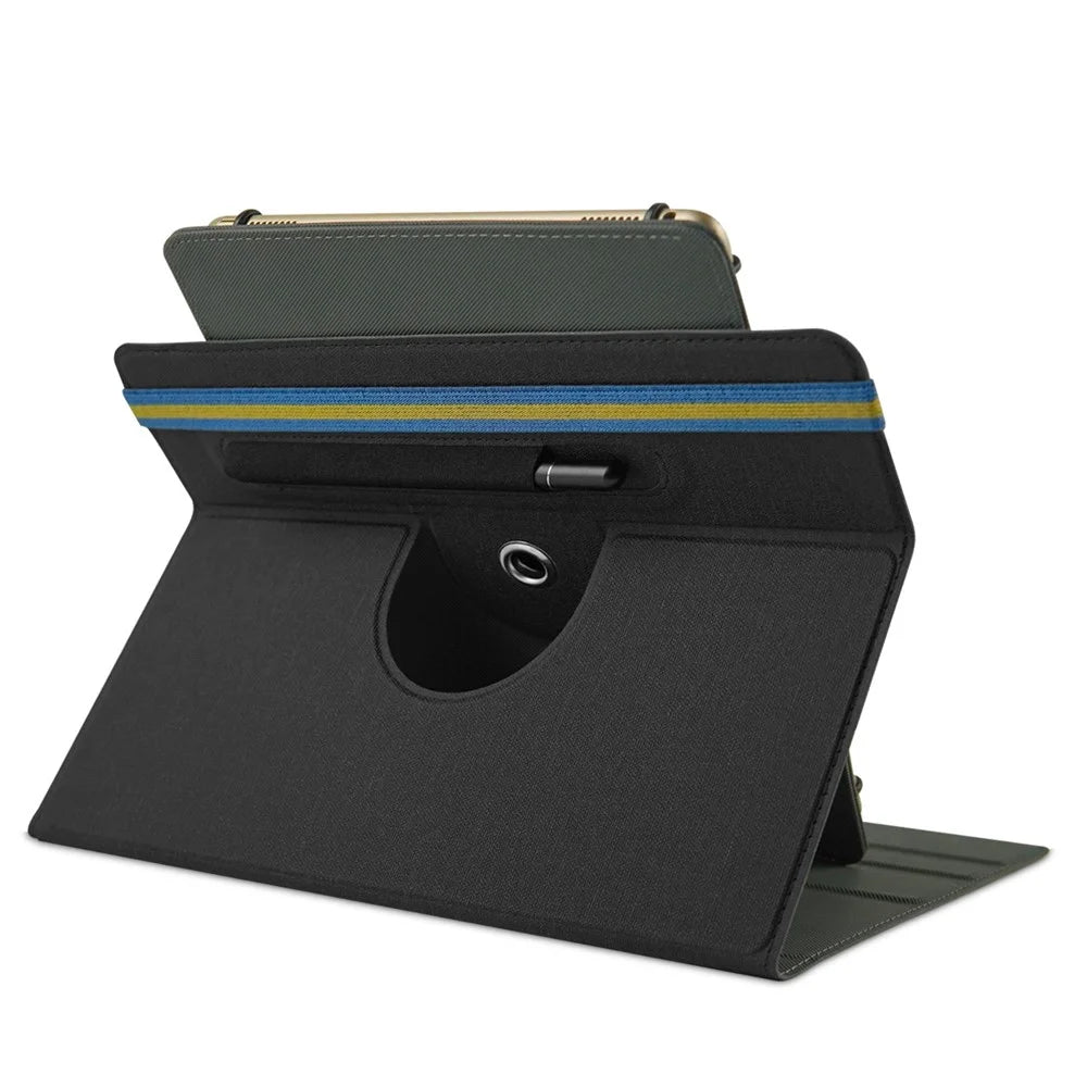 Universal Tablet Case 9-11-inch PU Leather + Cloth 360-degree Rotatable Folio Stand Protective Cover - Black - 4