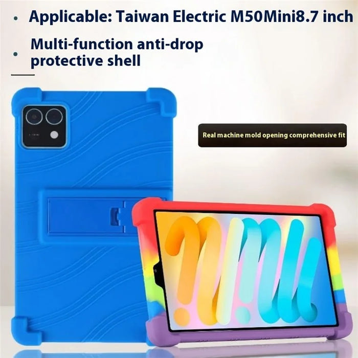 For Teclast M50 Mini Case Adjustable Kickstand Silicone Tablet Protective Cover - Dark Blue - 4