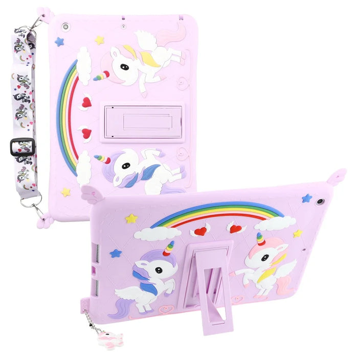 Cute Decor Tablet Shell for iPad 10.2 (2021) / (2020) / (2019) , Silicone + PC Kickstand Tablet Cover with Strap - 1