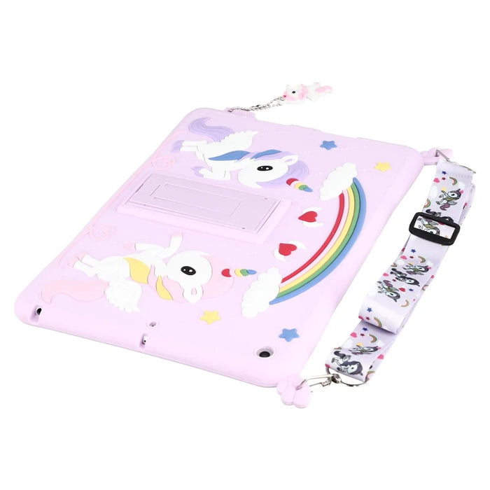 Cute Decor Tablet Shell for iPad 10.2 (2021) / (2020) / (2019) , Silicone + PC Kickstand Tablet Cover with Strap - 2