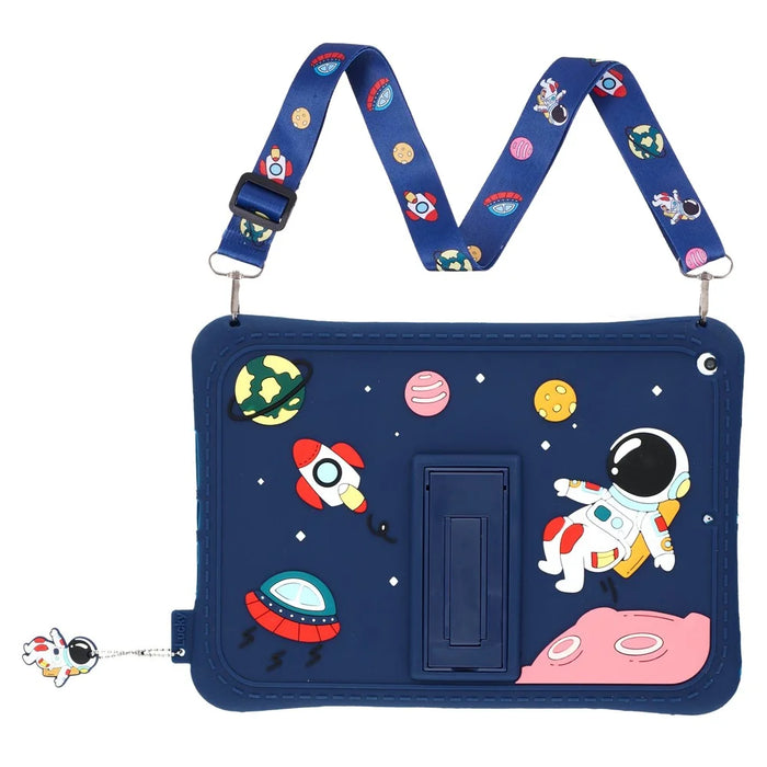 For iPad 10.2 (2021)  /  (2020)  /  (2019) Case Astronaut Silicone + PC Kickstand Tablet Cover with Lanyard - 2