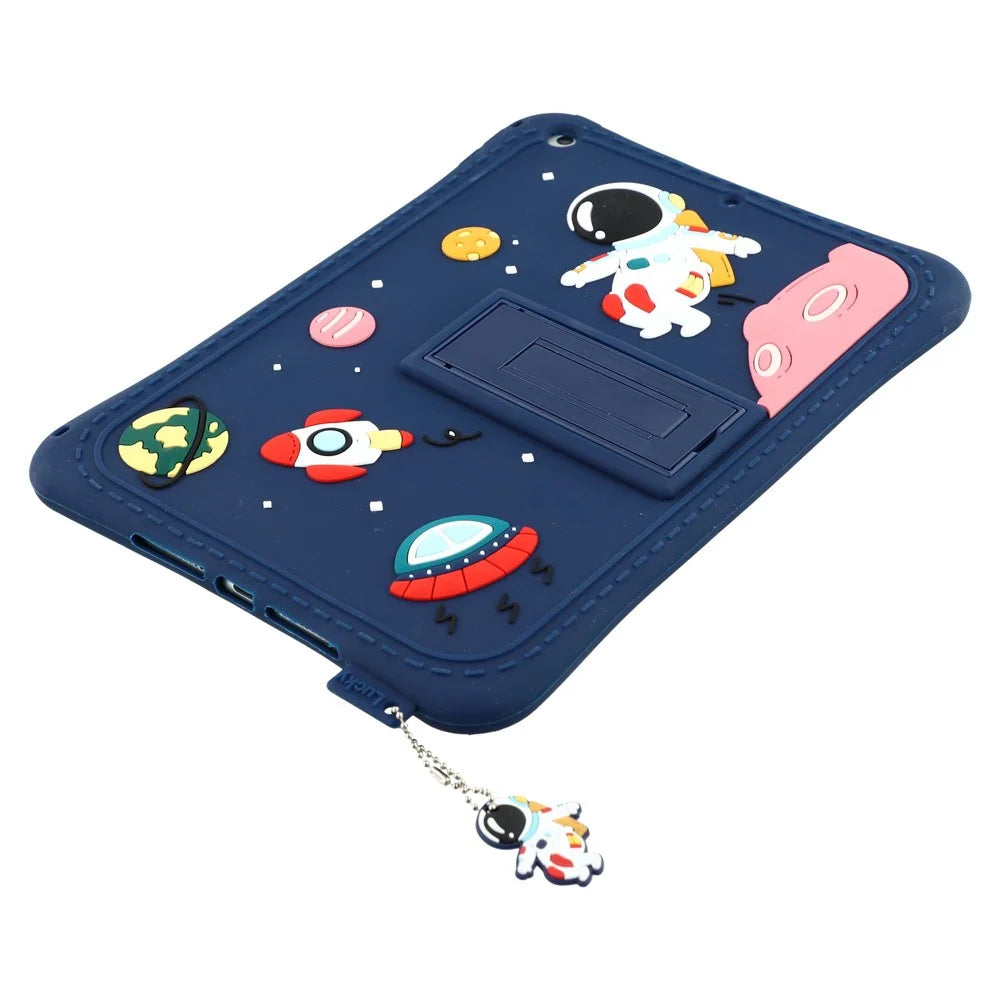 For iPad 10.2 (2021)  /  (2020)  /  (2019) Case Astronaut Silicone + PC Kickstand Tablet Cover with Lanyard - 5