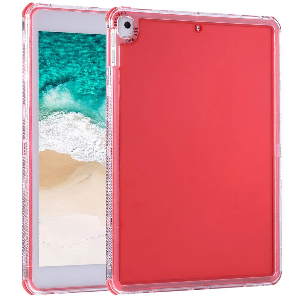 Clear Case for iPad 10.2 (2021)  /  (2020)  /  (2019)  /  Air 10.5 inch (2019) 3 in 1 PC + TPU Shockproof Tablet Cover - Red - 1