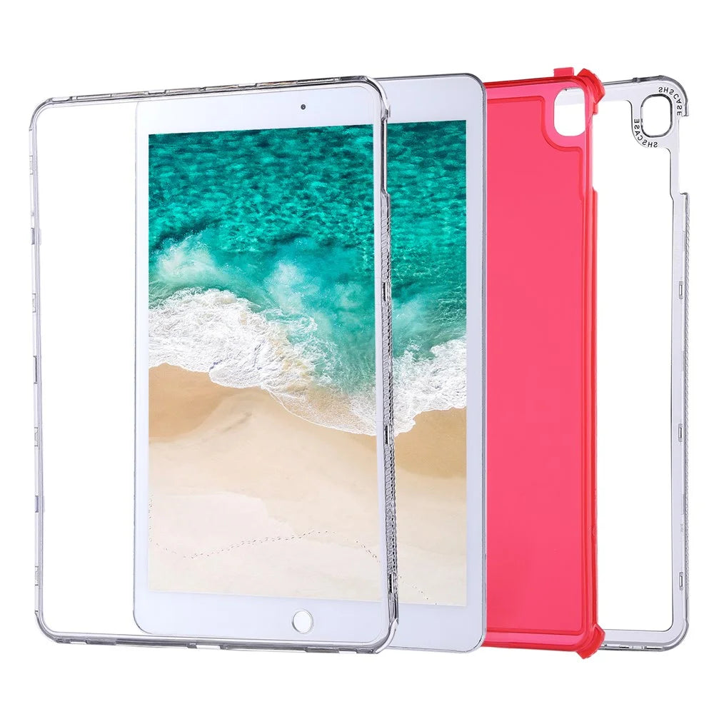 Clear Case for iPad 10.2 (2021)  /  (2020)  /  (2019)  /  Air 10.5 inch (2019) 3 in 1 PC + TPU Shockproof Tablet Cover - Red - 2