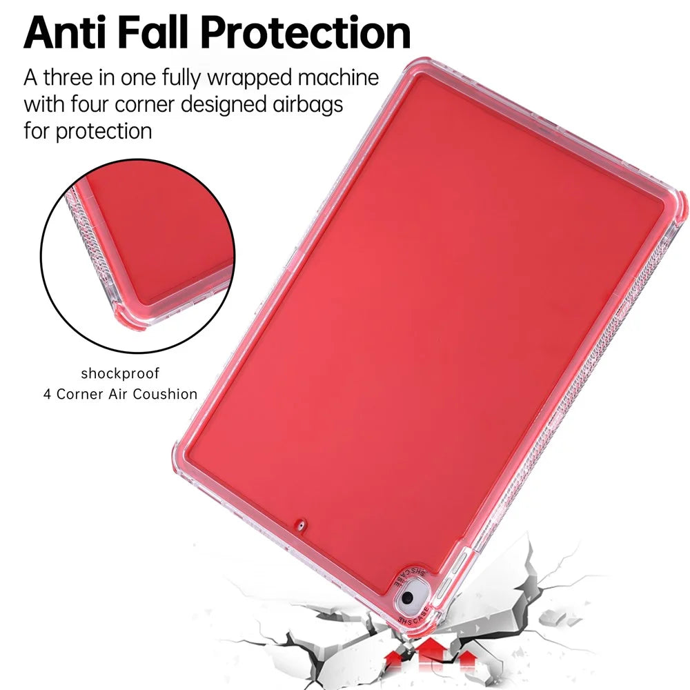 Clear Case for iPad 10.2 (2021)  /  (2020)  /  (2019)  /  Air 10.5 inch (2019) 3 in 1 PC + TPU Shockproof Tablet Cover - Red - 3