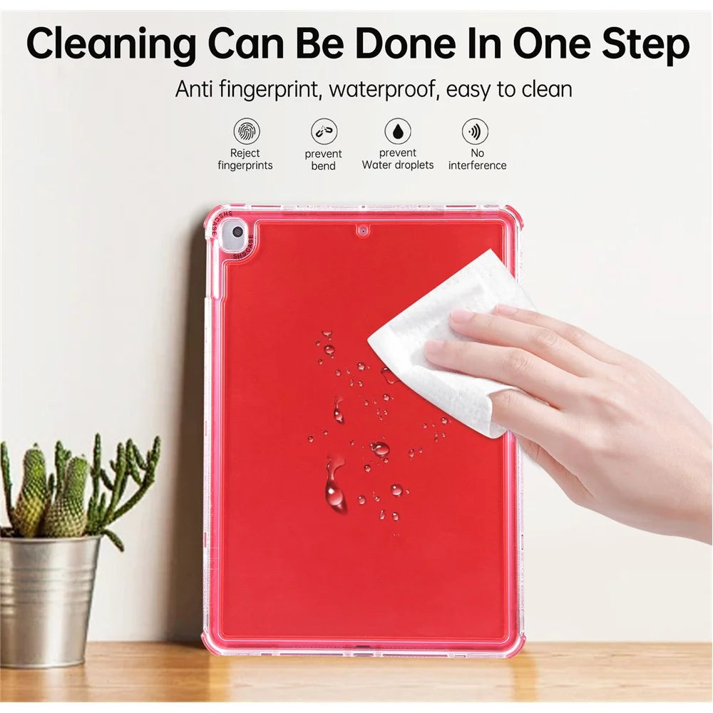 Clear Case for iPad 10.2 (2021)  /  (2020)  /  (2019)  /  Air 10.5 inch (2019) 3 in 1 PC + TPU Shockproof Tablet Cover - Red - 4