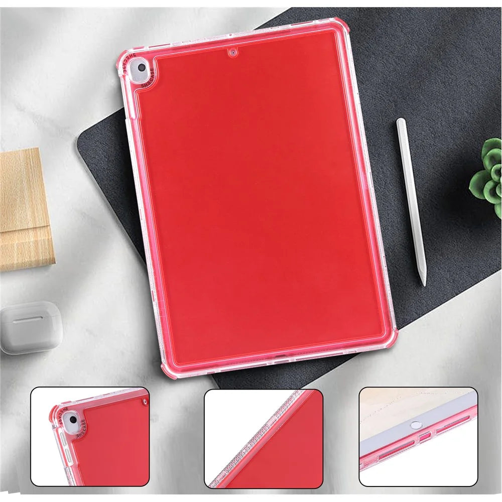 Clear Case for iPad 10.2 (2021)  /  (2020)  /  (2019)  /  Air 10.5 inch (2019) 3 in 1 PC + TPU Shockproof Tablet Cover - Red - 6