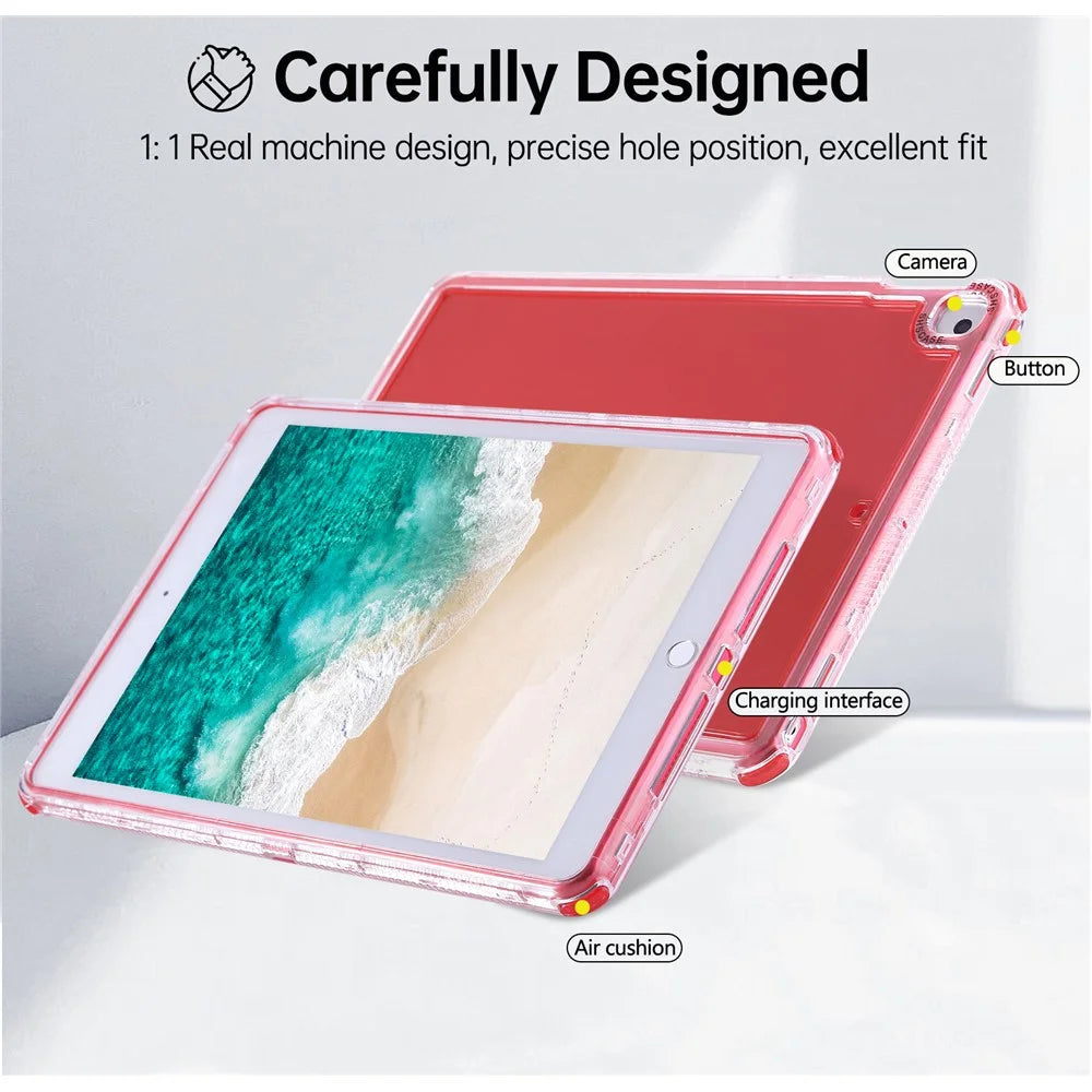 Clear Case for iPad 10.2 (2021)  /  (2020)  /  (2019)  /  Air 10.5 inch (2019) 3 in 1 PC + TPU Shockproof Tablet Cover - Red - 7