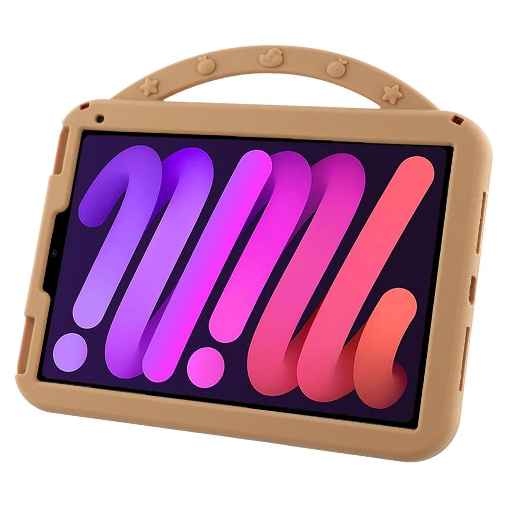 For iPad mini (2024) / (2021) Silicone Case with Handle 360 Degree Rotating Kickstand Protective Cover Capybara Pattern - 4