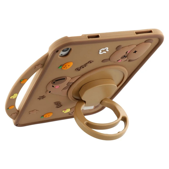For iPad (2025) / 10.9 (2022) Silicone Case with Handle 360 Degree Rotating Kickstand Protective Cover Capybara Pattern - 2