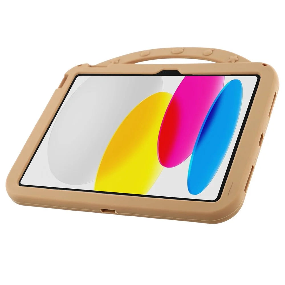 For iPad (2025) / 10.9 (2022) Silicone Case with Handle 360 Degree Rotating Kickstand Protective Cover Capybara Pattern - 4