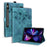 For Samsung Galaxy Tab S10 FE+ Case Flip Stand Leather Phone Cover Cherry Blossom Cat Imprinted - Green - 1