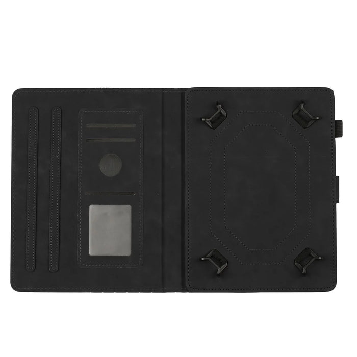 Universal 10-inch Tablet Case Honeycomb Printed Leather Tablet Cover with Card Slot - Black - 2