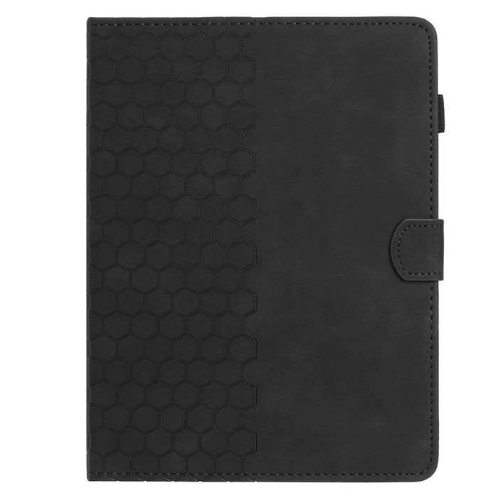 Universal 10-inch Tablet Case Honeycomb Printed Leather Tablet Cover with Card Slot - Black - 7