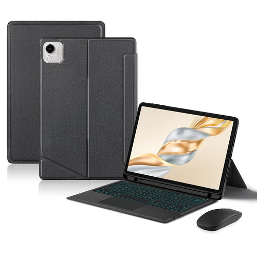 For Honor Pad X9 Pro Leather Case + Bluetooth-Compatible Keyboard with Backlight Trackpad - 1