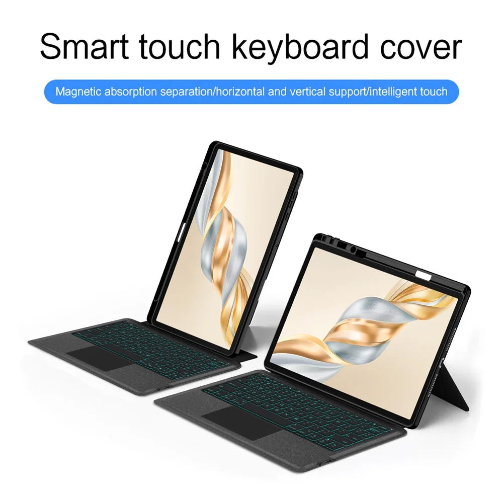 For Honor Pad X9 Pro Leather Case + Bluetooth-Compatible Keyboard with Backlight Trackpad - 4