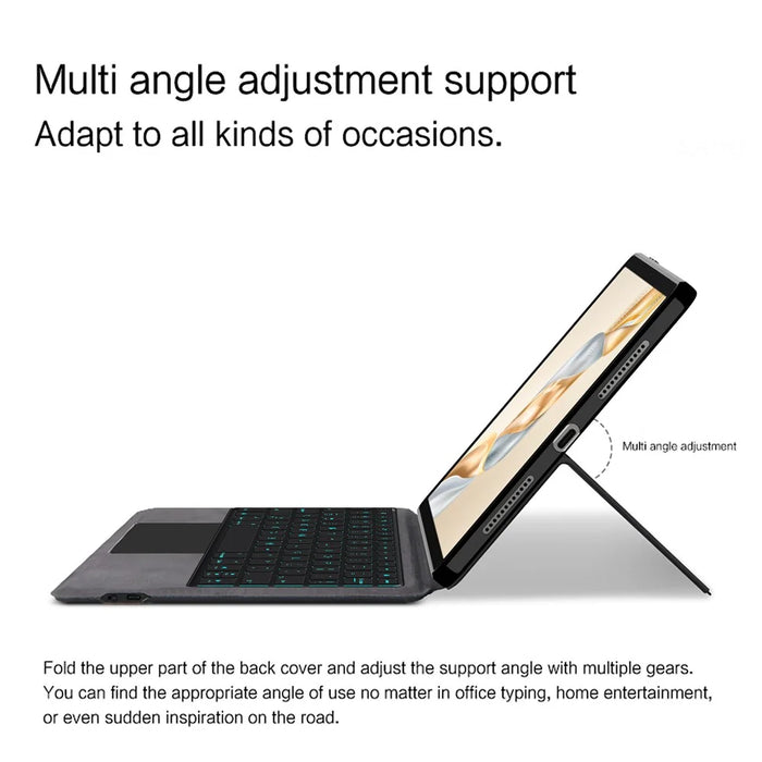 For Honor Pad X9 Pro Leather Case + Touchpad Bluetooth-Compatible Keyboard with Backlit - 4