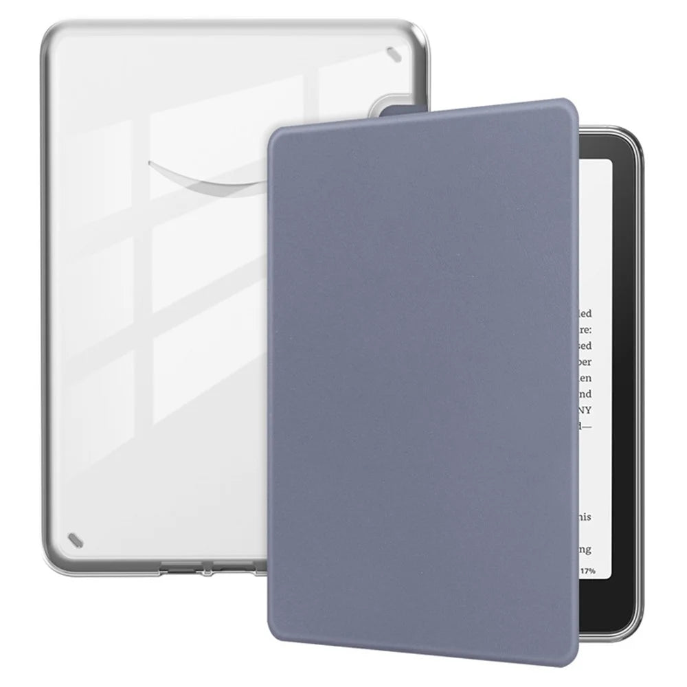 For Amazon Kindle 11th (2024) / 6" (2022) Case Anti Drop PU Leather + TPU + Acrylic Clear Protective Cover - Purple - 1