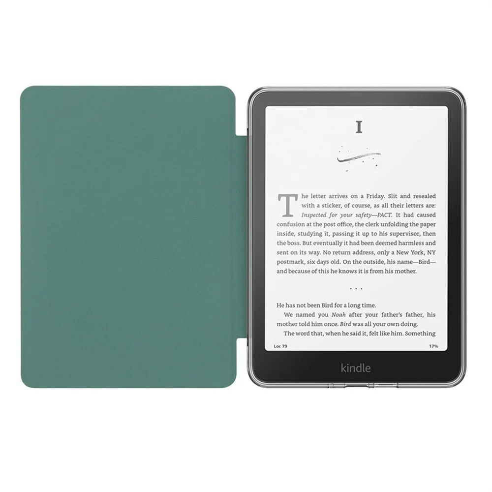 For Amazon Kindle Paperwhite (2021) Case Anti Drop PU Leather + TPU + Acrylic Clear Protective Cover - Blackish Green - 2