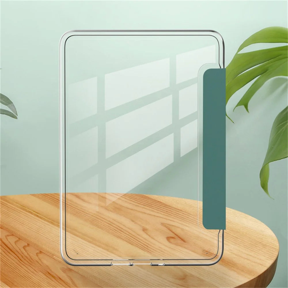 For Amazon Kindle Paperwhite (2021) Case Anti Drop PU Leather + TPU + Acrylic Clear Protective Cover - Blackish Green - 6