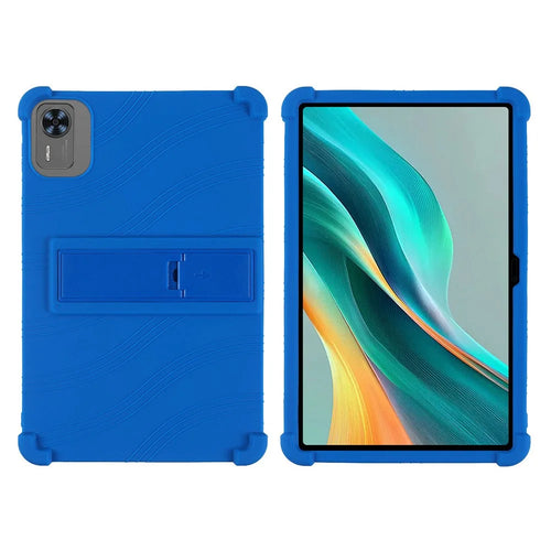 For Teclast T60AI / Doogee T36 Silicone Case with Kickstand Rugged Protective Cover - Dark Blue - 1