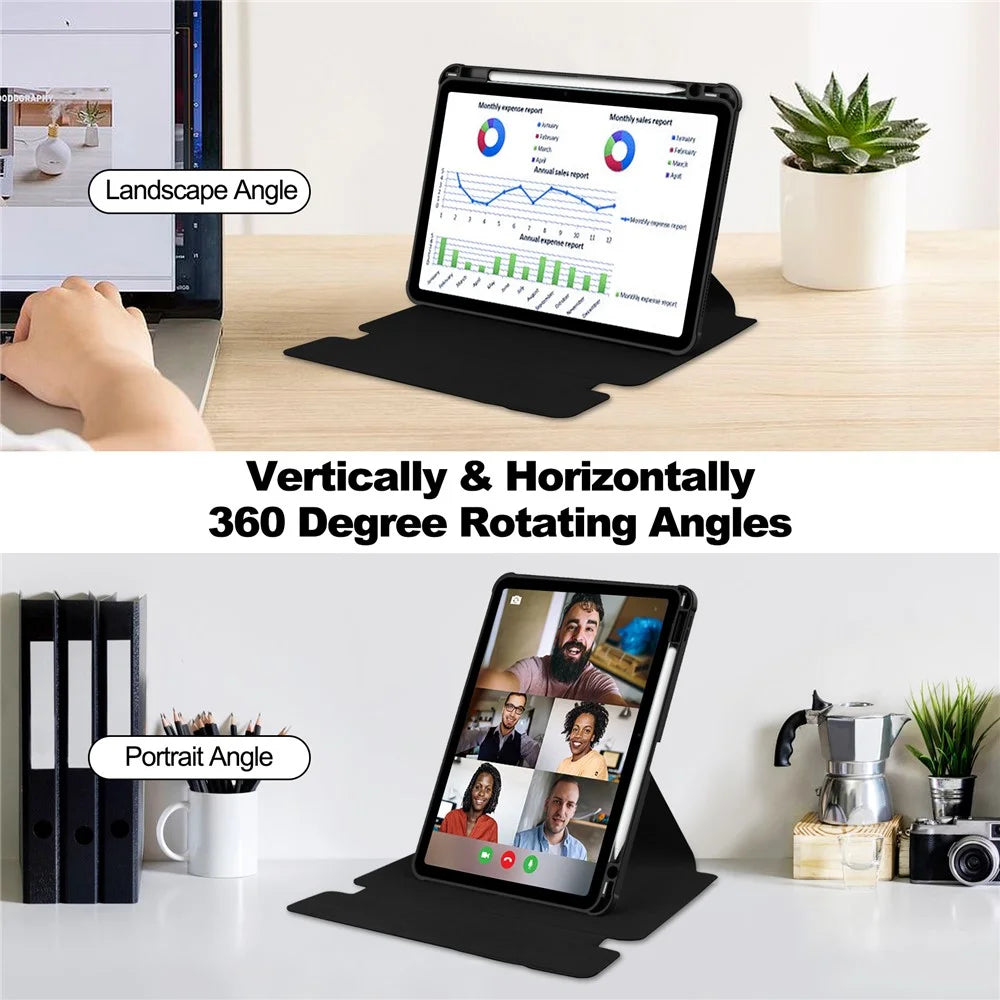 For iPad Air 11 (2026) / (2025) / (2024) Case Rotary Stand PU Leather + Acrylic Tablet Cover with Keyboard - Black - 4