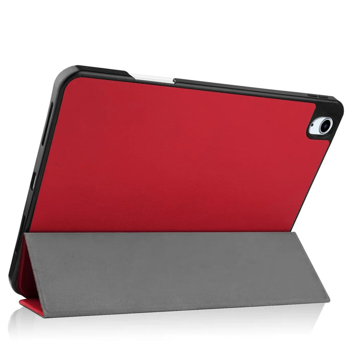For iPad Air 11 (2026) / (2025) / (2024) Stand Case Shock-Absorbent Leather Tablet Cover with Pen Slot - Red - 2