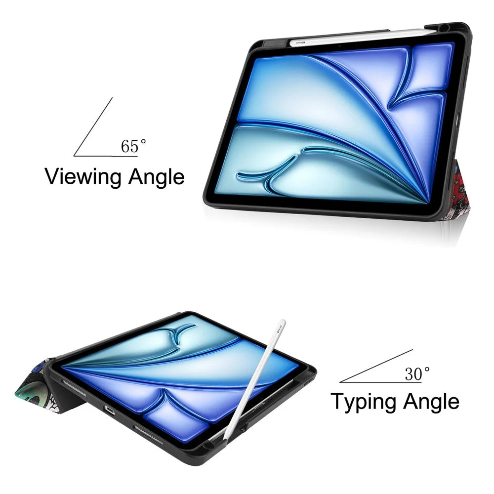 For iPad Air 11 (2026) / (2025) / (2024) Tablet Case Pattern Printing Tri-Fold Stand Leather + TPU Cover with Pen Holder - Graffiti - 4
