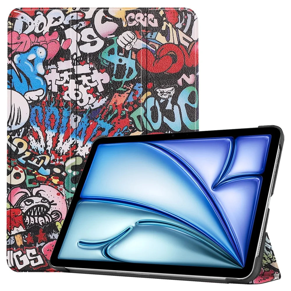 For iPad Air 11 (2026) / (2025) / (2024) Case Pattern Print Leather Stand Tablet Cover - Graffiti - 1