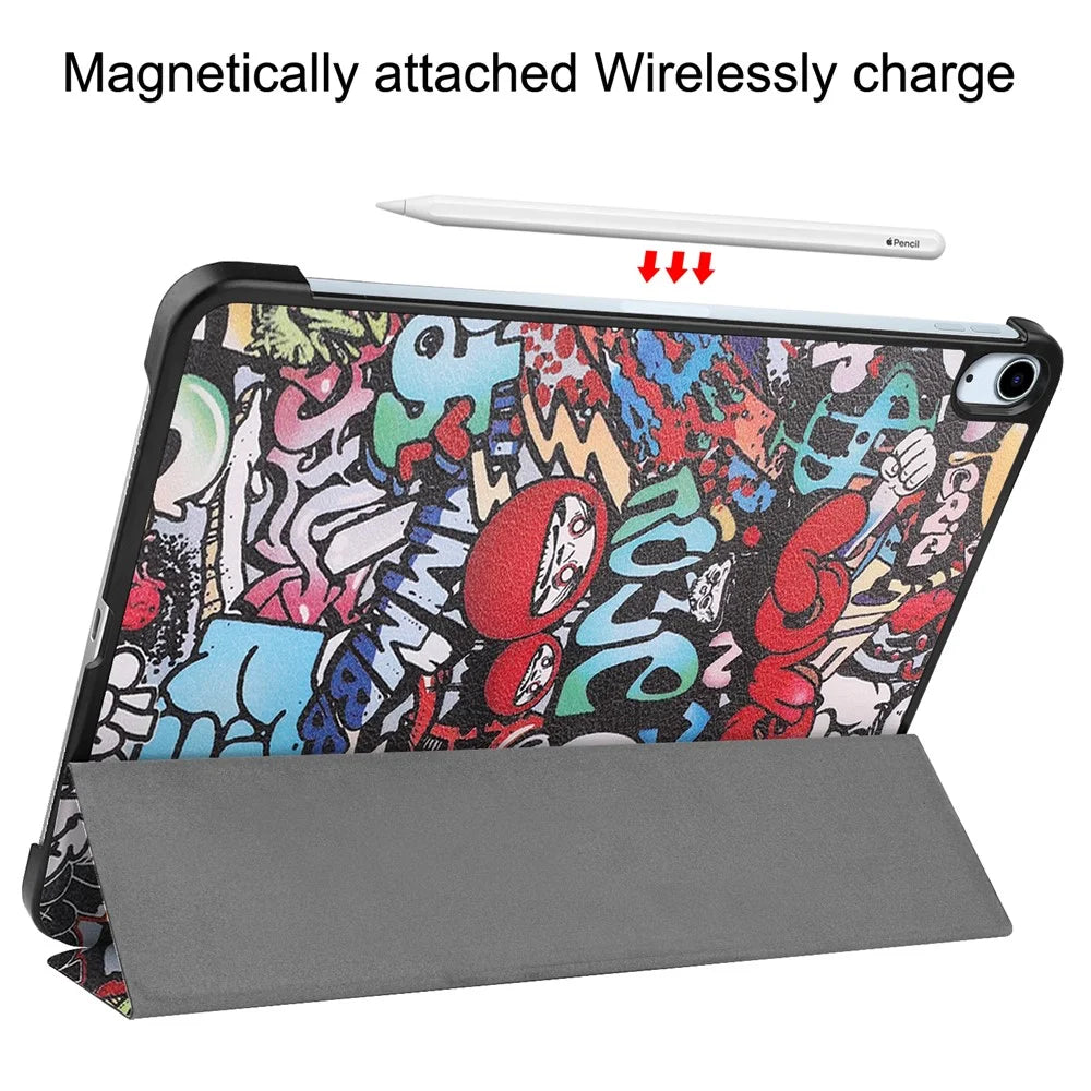 For iPad Air 11 (2026) / (2025) / (2024) Case Pattern Print Leather Stand Tablet Cover - Graffiti - 3