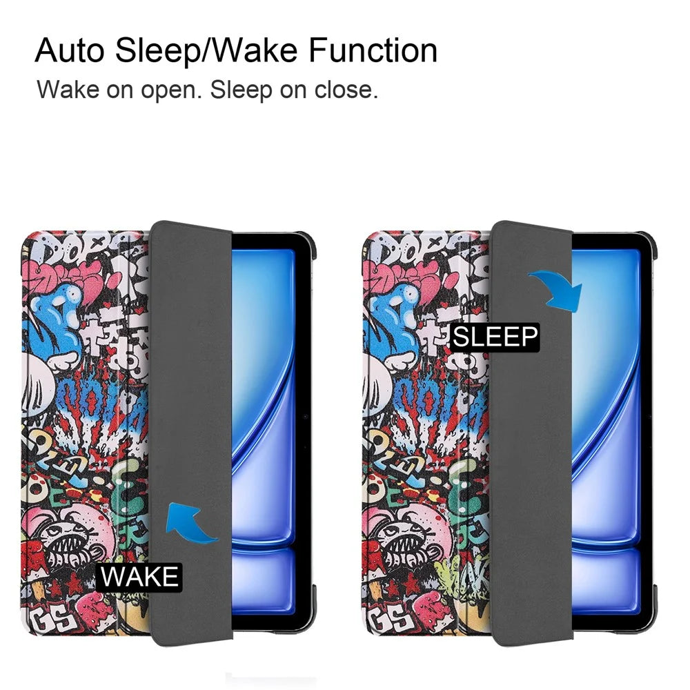 For iPad Air 11 (2026) / (2025) / (2024) Case Pattern Print Leather Stand Tablet Cover - Graffiti - 4