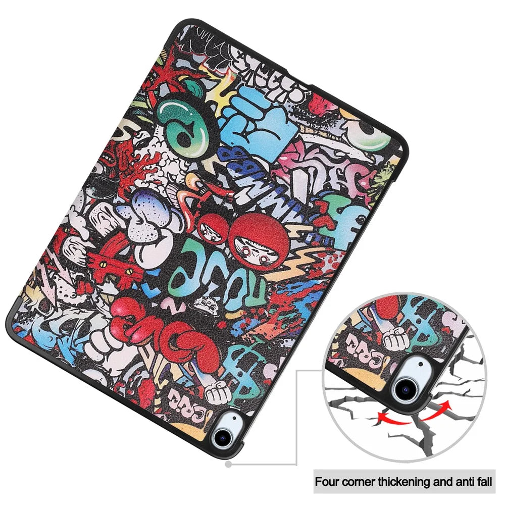 For iPad Air 11 (2026) / (2025) / (2024) Case Pattern Print Leather Stand Tablet Cover - Graffiti - 6