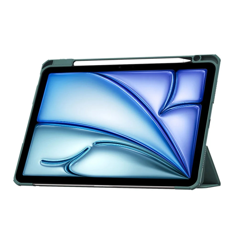 For iPad Air 11 (2026) / (2025) / (2024) Case Clear Acrylic Leather Tablet Cover Support Auto Sleep  /  Wake - Black - 2