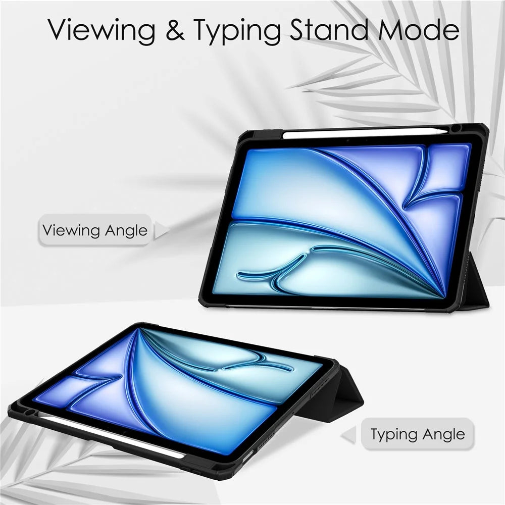For iPad Air 11 (2026) / (2025) / (2024) Case Clear Acrylic Leather Tablet Cover Support Auto Sleep  /  Wake - Black - 3