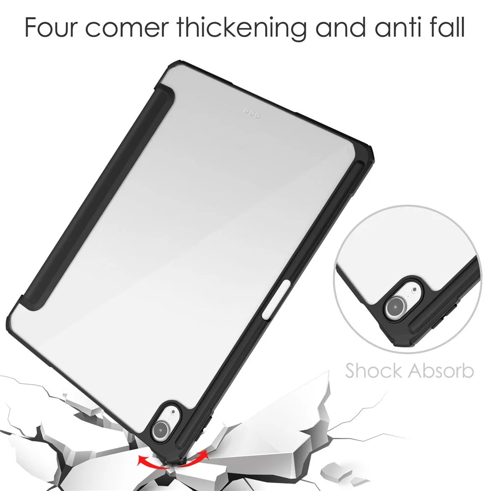 For iPad Air 11 (2026) / (2025) / (2024) Case Clear Acrylic Leather Tablet Cover Support Auto Sleep  /  Wake - Black - 6