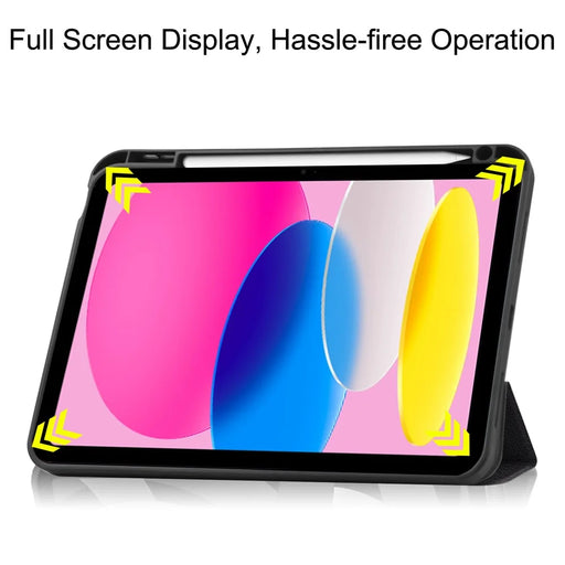 For iPad (2025) / 10.9 (2022) Tablet Case Pattern Printing Tri-Fold Stand Leather + TPU Cover with Pen Holder - Don't Touch Me - 2