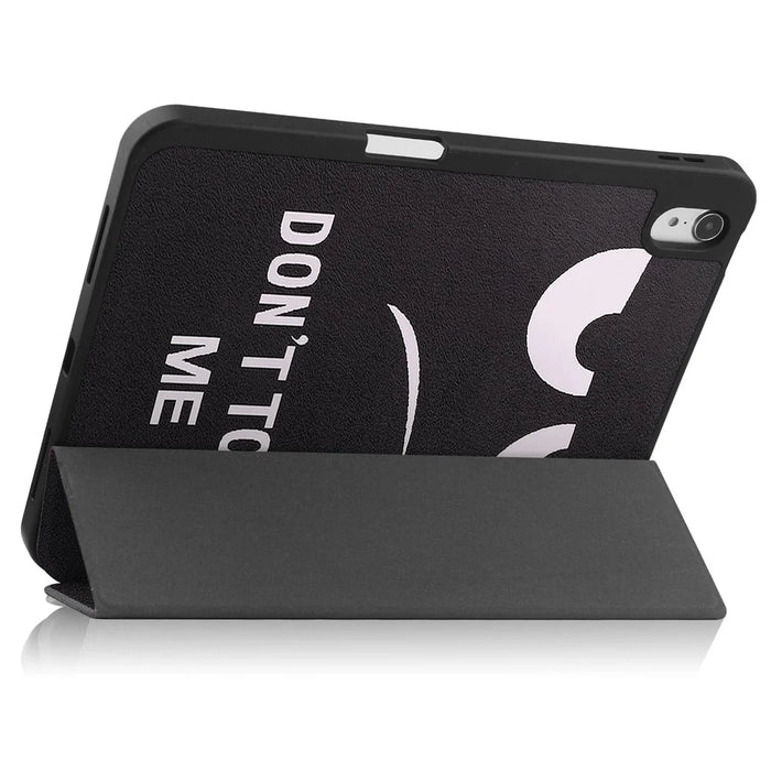 For iPad (2025) / 10.9 (2022) Tablet Case Pattern Printing Tri-Fold Stand Leather + TPU Cover with Pen Holder - Don't Touch Me - 3
