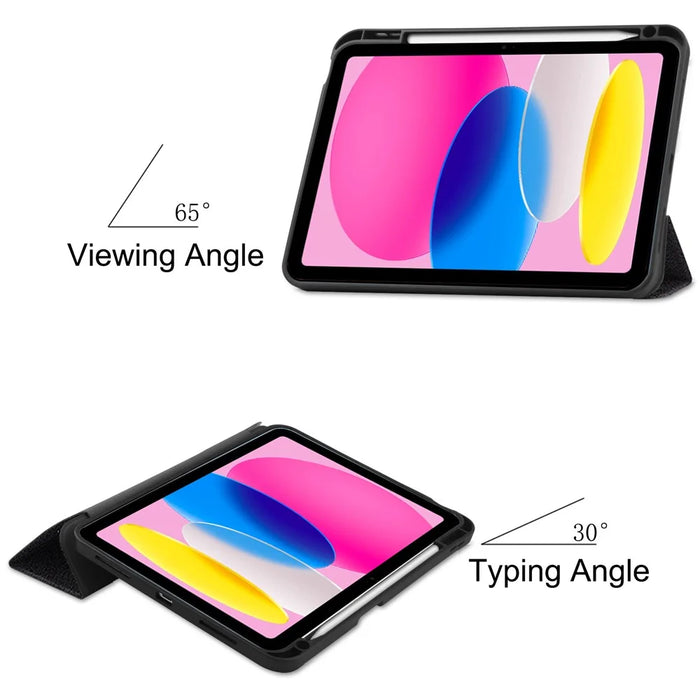 For iPad (2025) / 10.9 (2022) Tablet Case Pattern Printing Tri-Fold Stand Leather + TPU Cover with Pen Holder - Don't Touch Me - 5