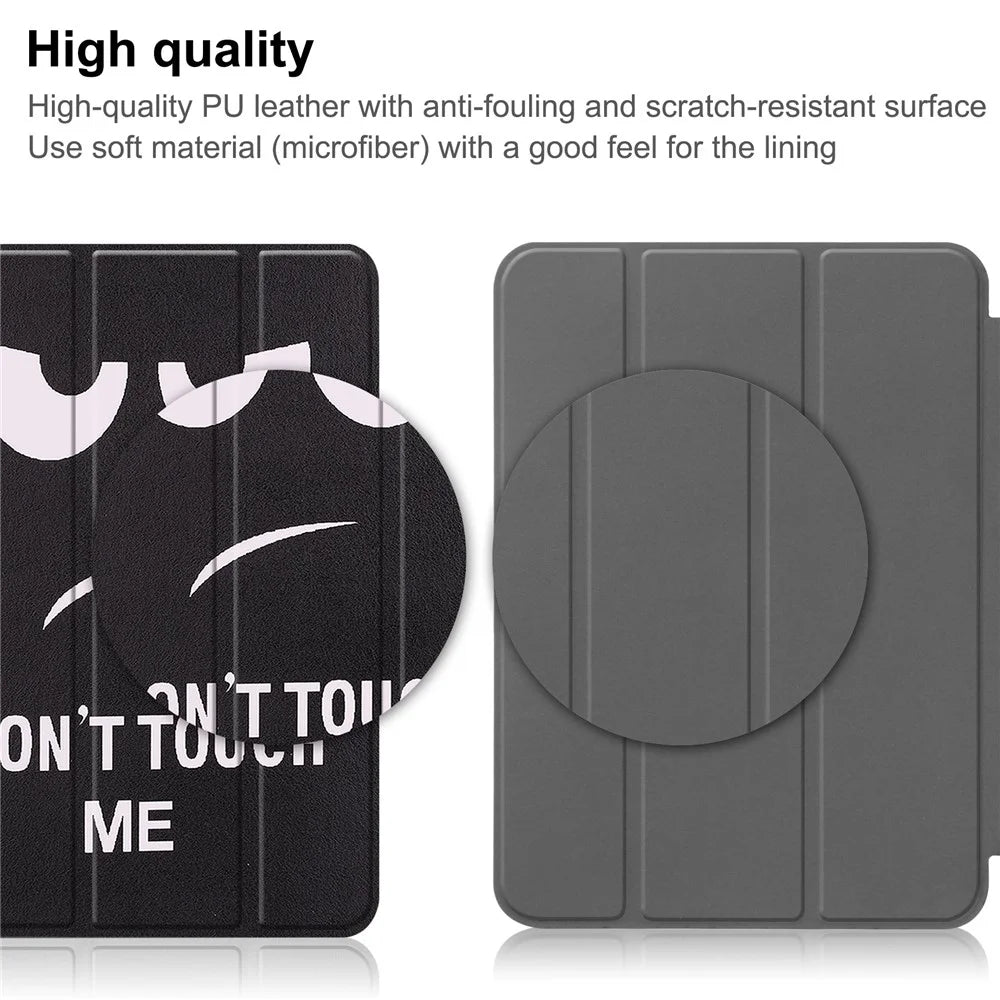 For iPad (2025) / 10.9 (2022) Tablet Case Pattern Printing Tri-Fold Stand Leather + TPU Cover with Pen Holder - Don't Touch Me - 7